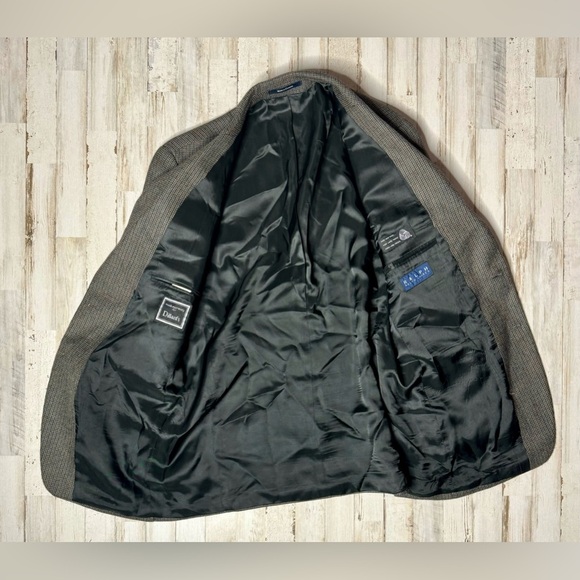 Vintage Ralph Ralph Lauren Blazer Jacket Men's 42R Gray Classic Houndstooth - Picture 9 of 11